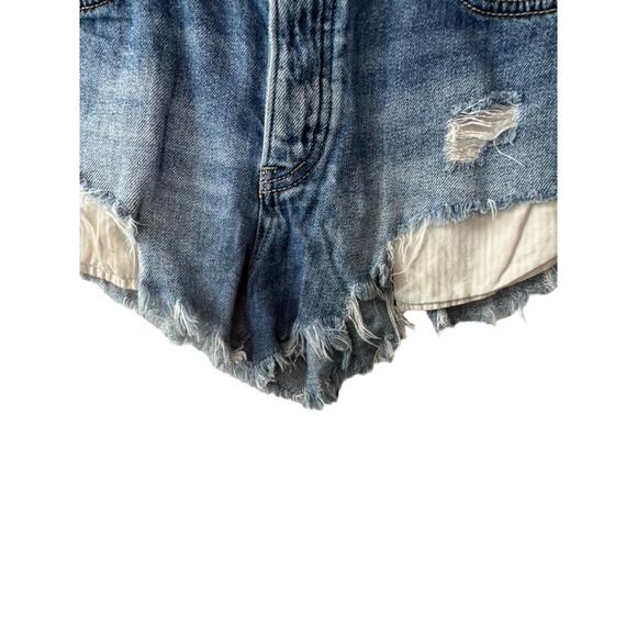 Free People We The Free Distressed Button-Fly Cut Off Jean Shorts Women's 28 - Picture 6 of 6